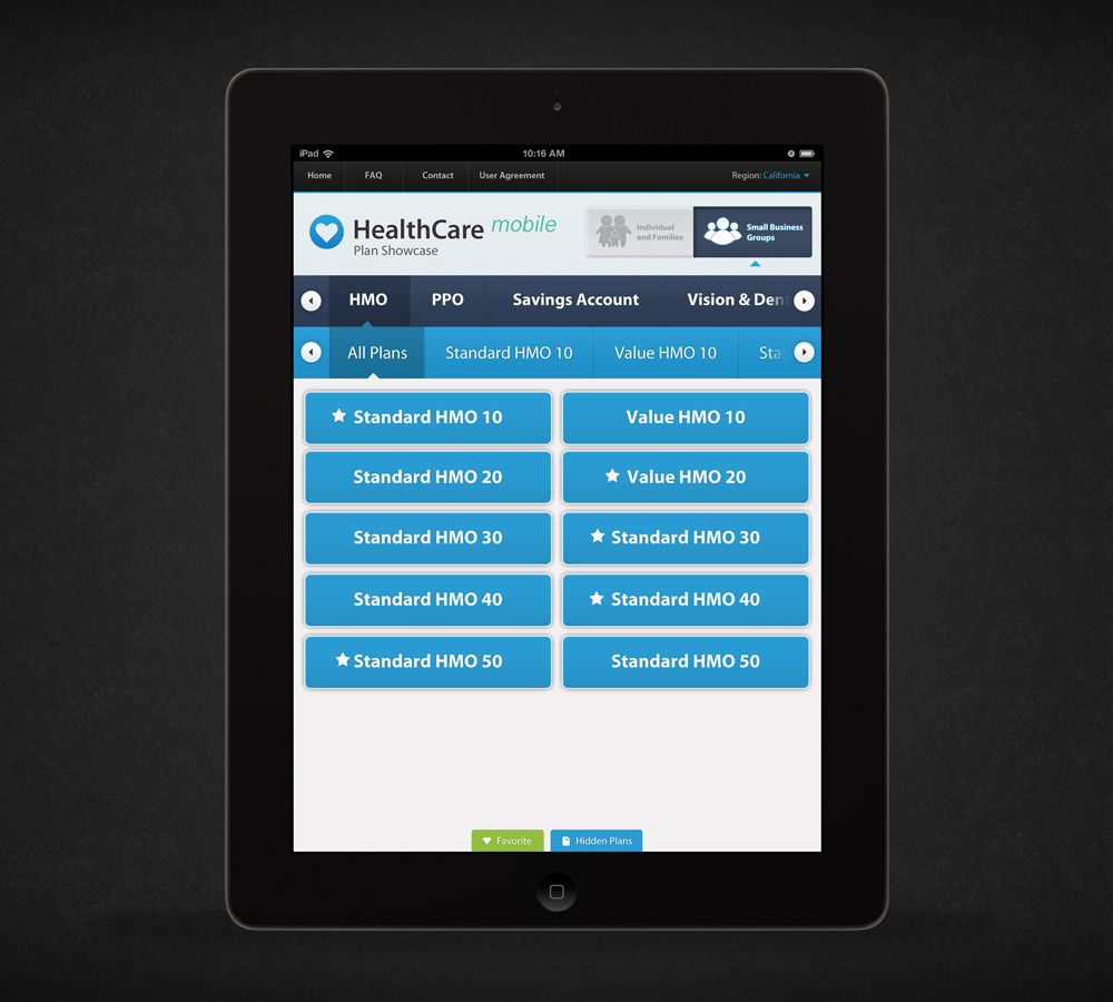 Health Insurance Plan Showcase iPad App
