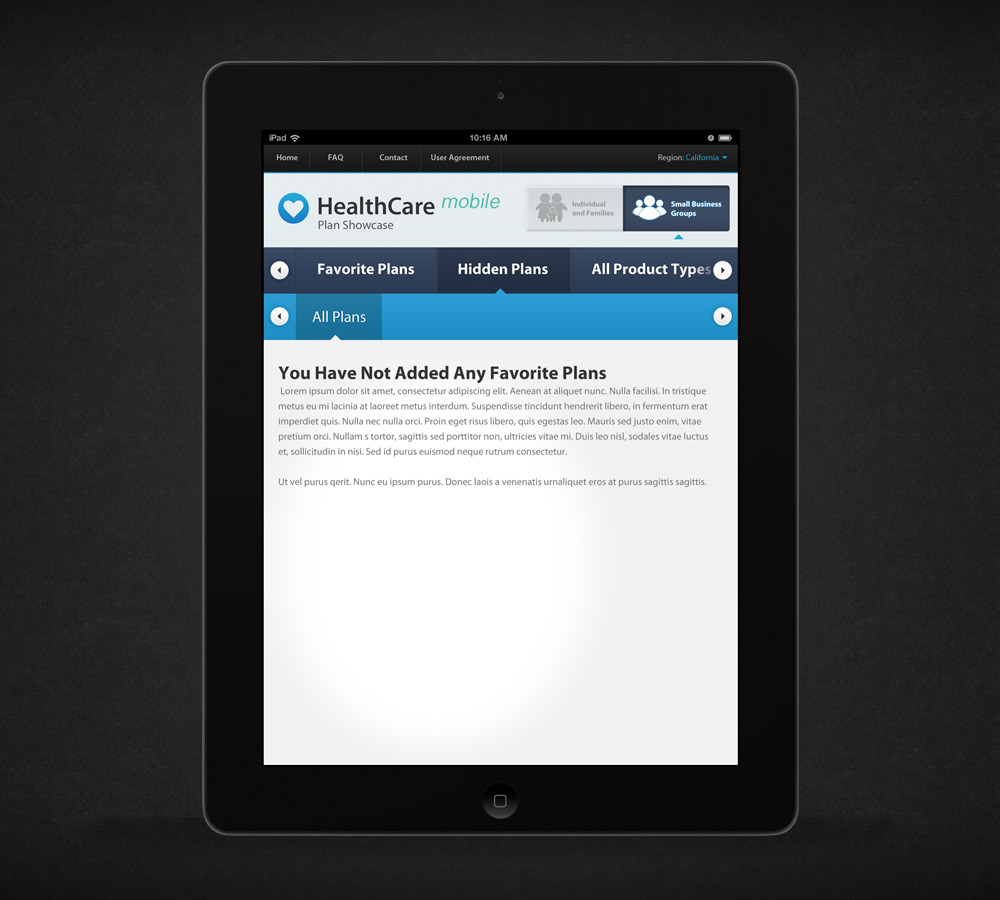 Health Insurance Plan Showcase iPad App