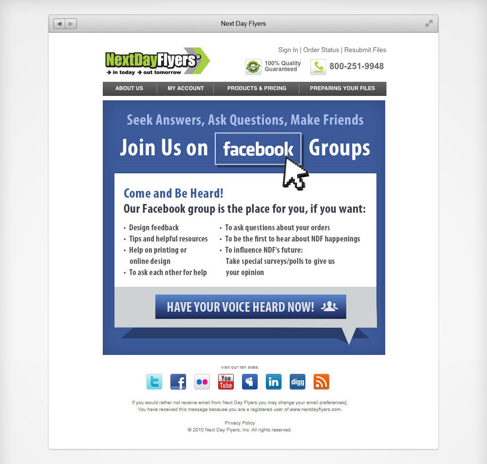 Next Day Flyers Marketing Email