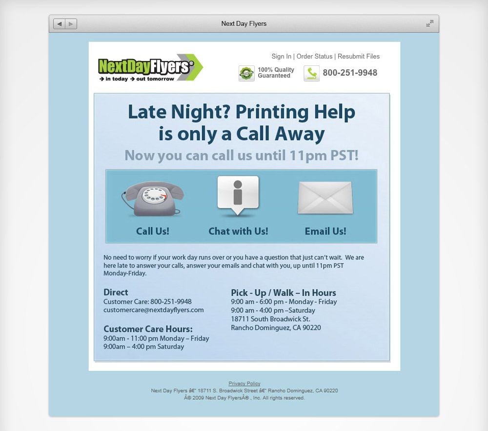Next Day Flyers Marketing Email