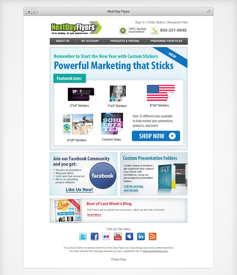 Next Day Flyers Marketing Email