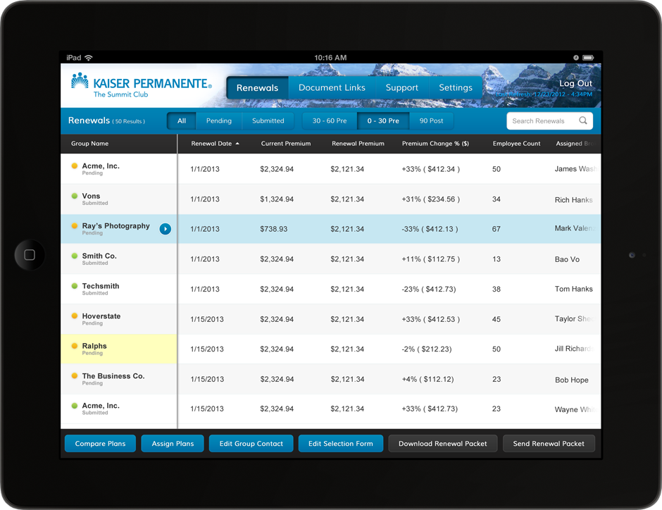 Kaiser Broker iPad App