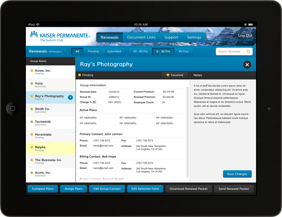 Kaiser Broker iPad App