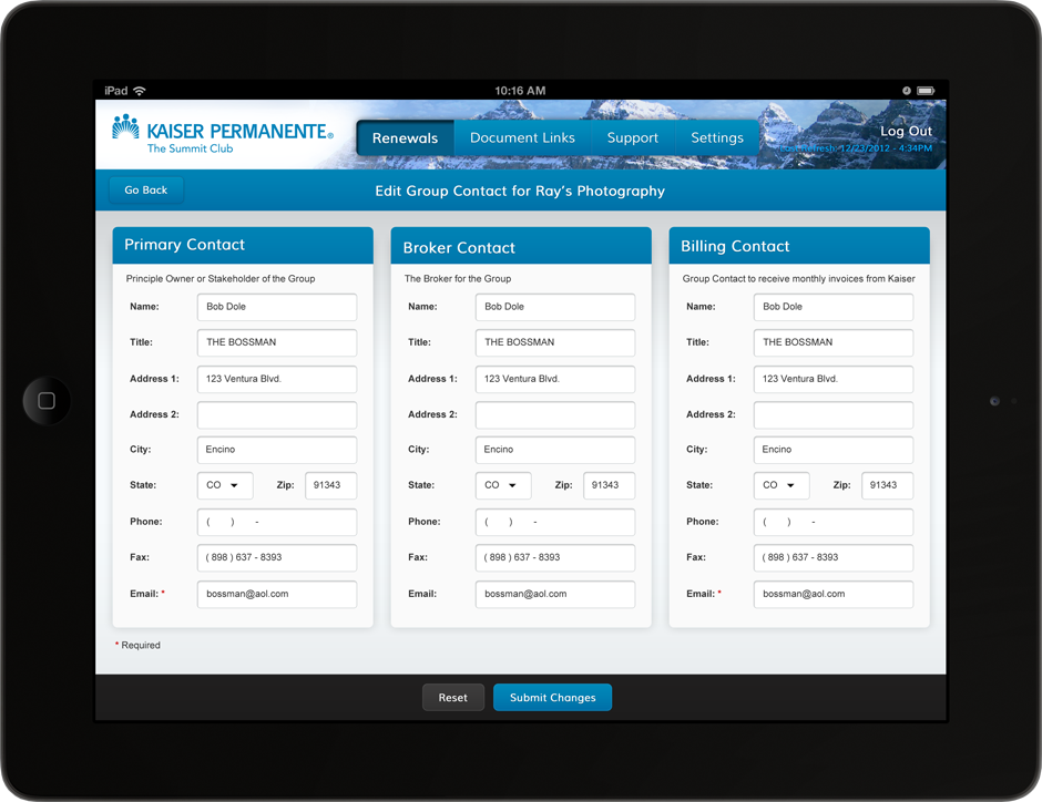 Kaiser Broker iPad App