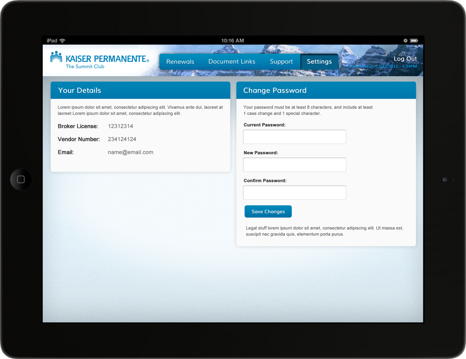 Kaiser Broker iPad App